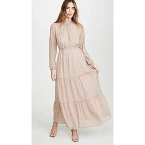 MINKPINK Pink & Black Polka Dot Be Someone Long Sleeve Maxi Dress S